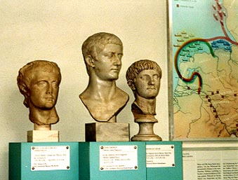 busts of emperors and generals fighting the Germans