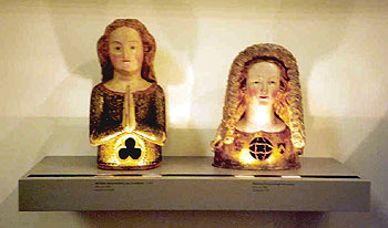 female reliquary busts  circa 1340/50, St. Ursula at left