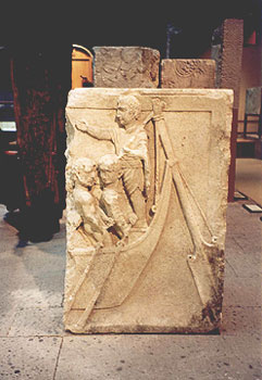 river bank relief: boat stern