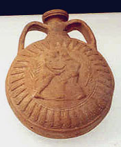 field flask with gladiator motif