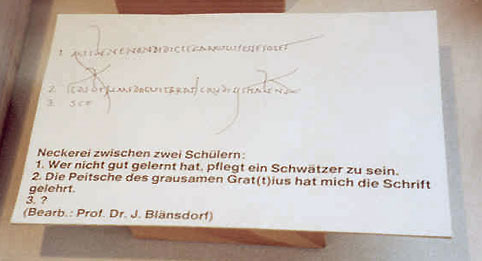 school boys' graffiti, German translation