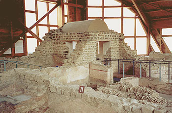 anteroom with reconstructed ceiling